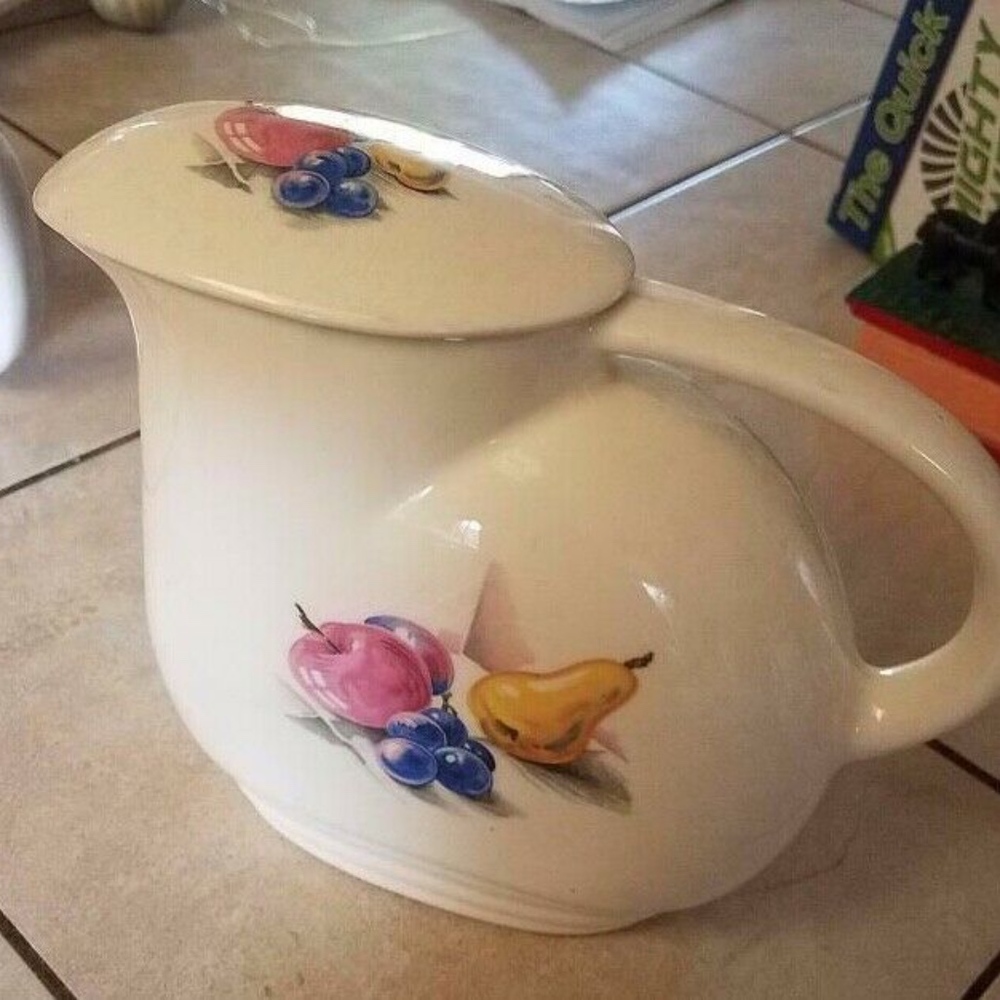 vintage knowles ceramic water pitcher with lid